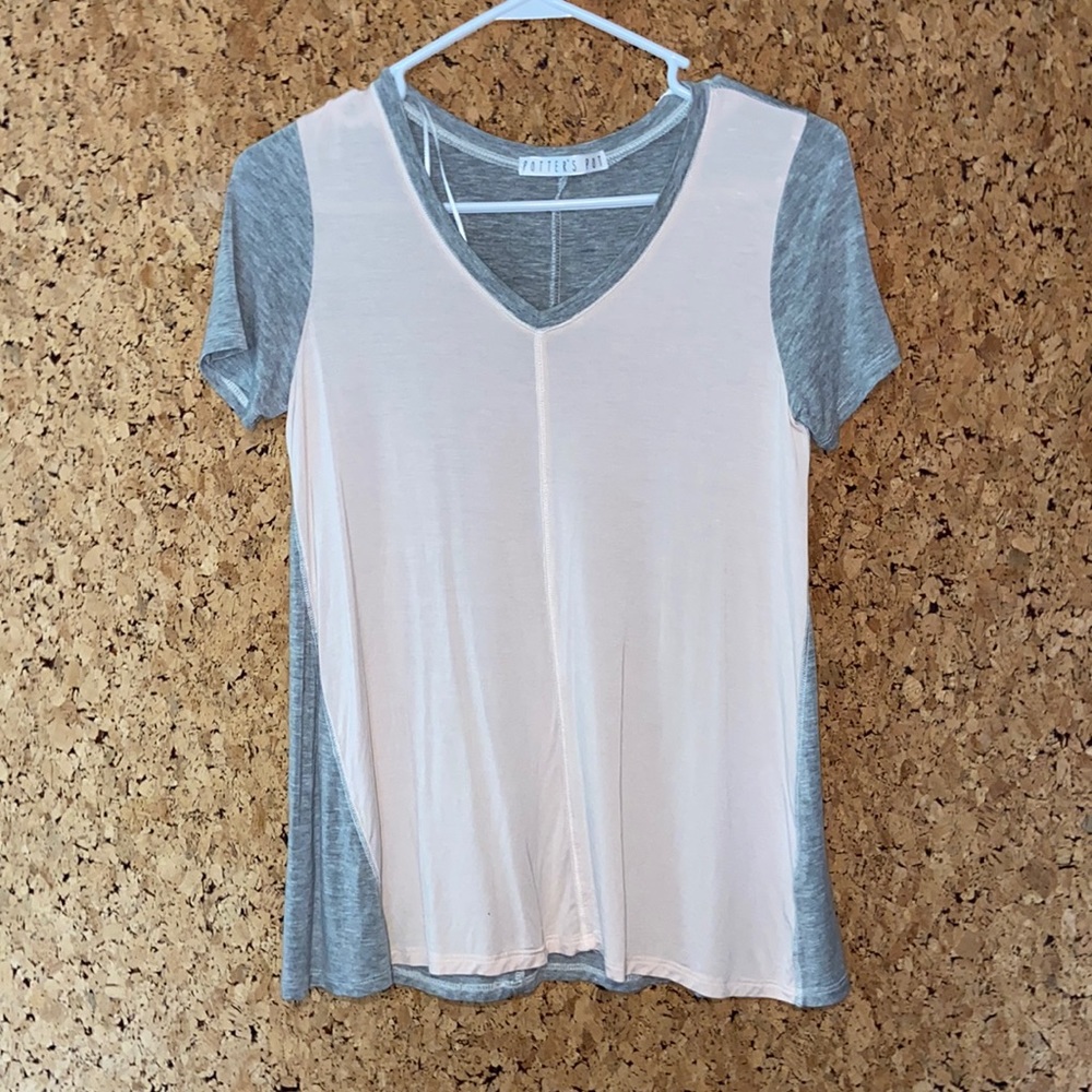 Soft colorblock pink and grey top